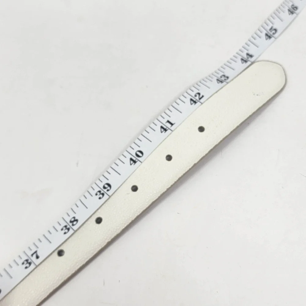 Lauren Ralph Lauren Leather Belt Women's XL Ivory Gold Buckle Logo Charm